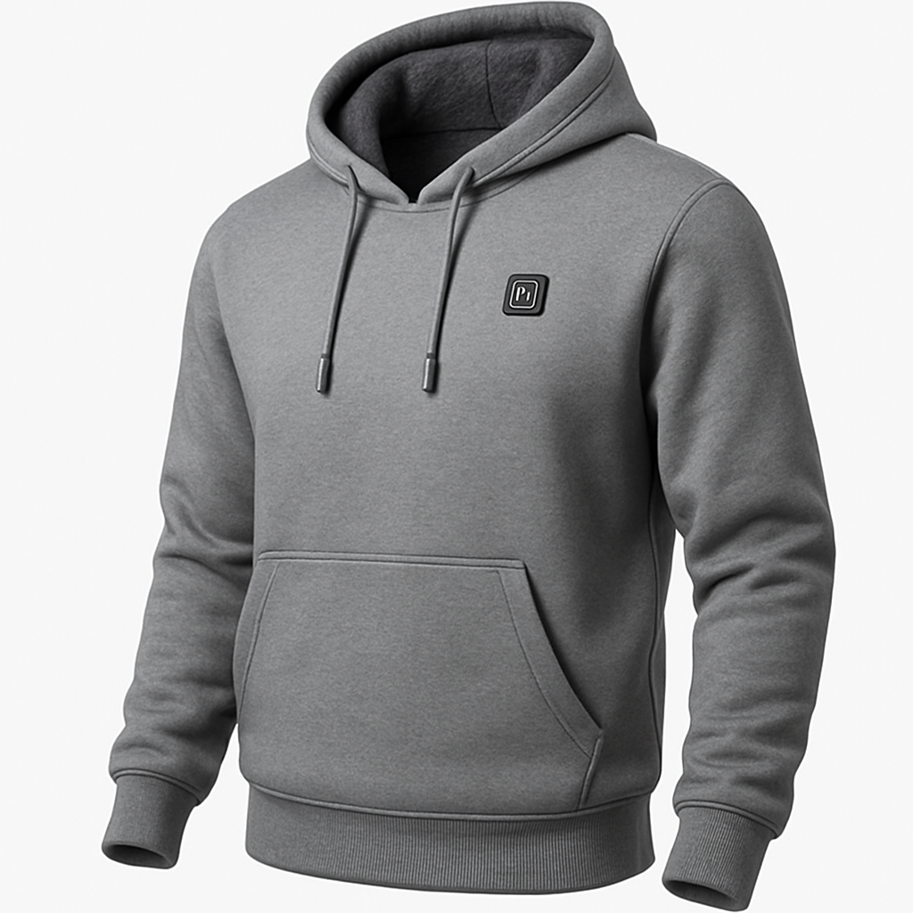 USB Verwarmde Hoodie – 7 Verwarmzones – Unisex Thermo Fleece – Grijs