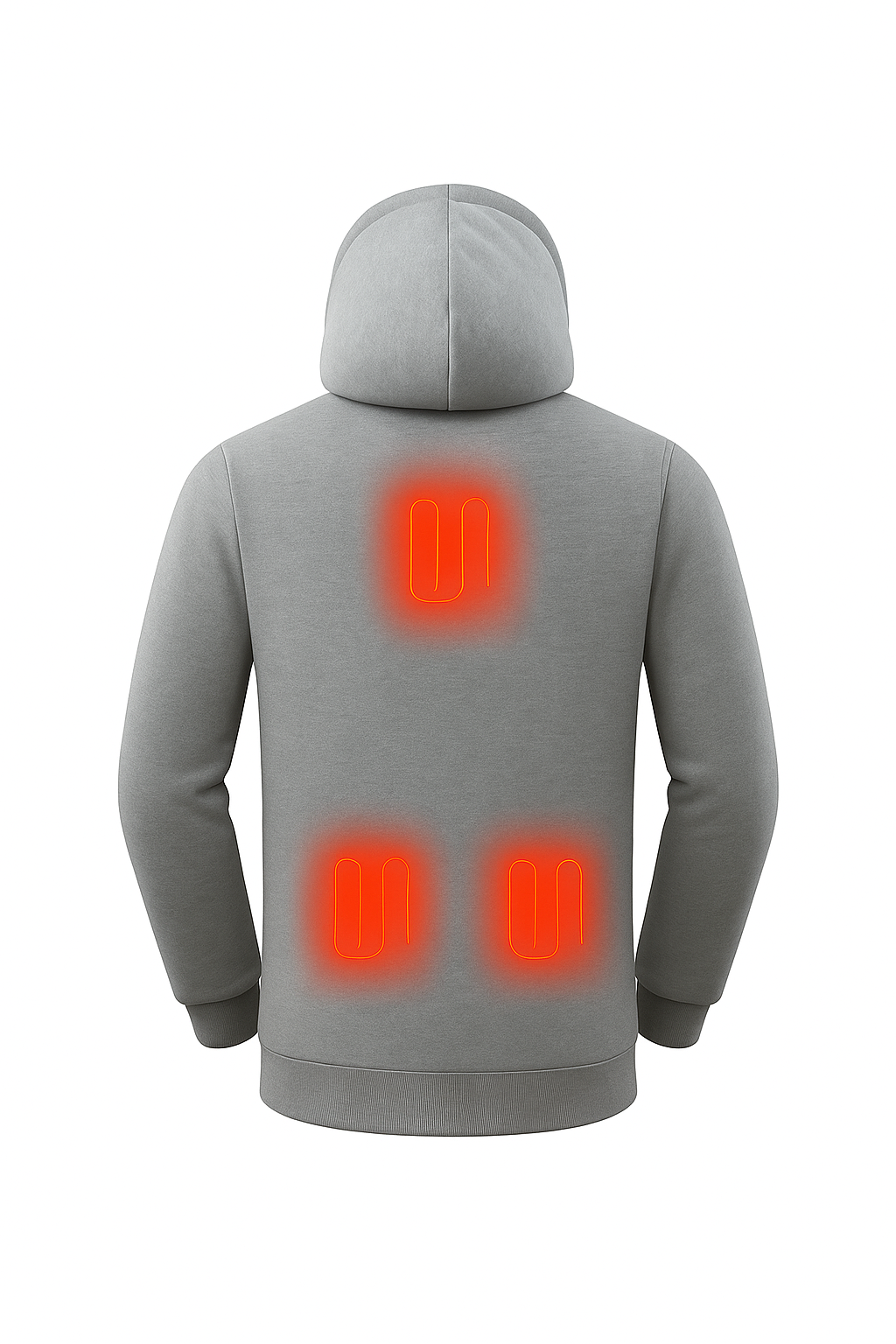 USB Verwarmde Hoodie – 7 Verwarmzones – Unisex Thermo Fleece – Grijs